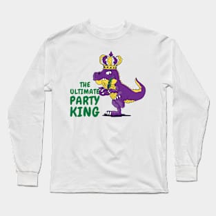 Mardi Gras Carnival T-rex Dinosaur Party King Long Sleeve T-Shirt